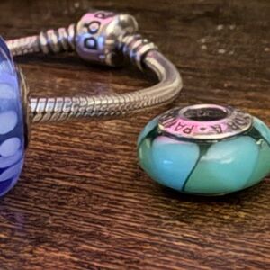 Pandora Green Triangles Murano Charm.